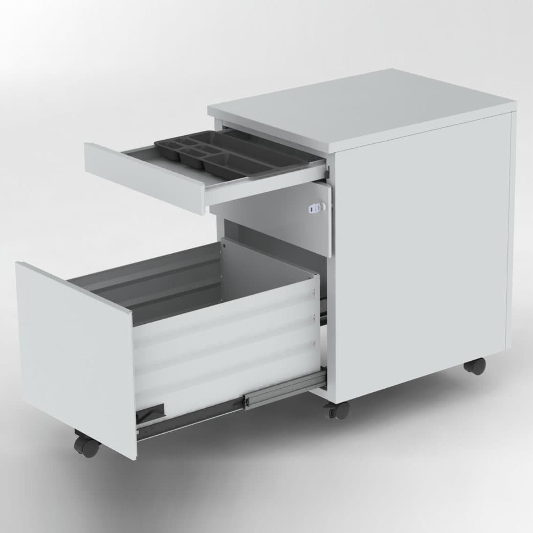 Classeur mobile à caisson de collaboration – 2 tiroirs, avec coussin